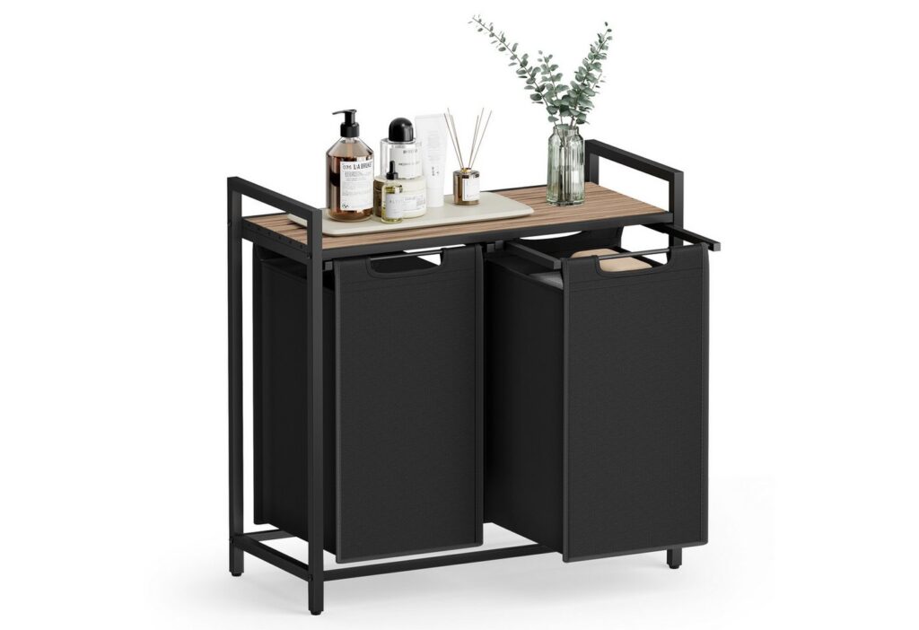 VASAGLE Wäschekorb abnehmbar // 2 x 46 L // kamelbraun-schwarz